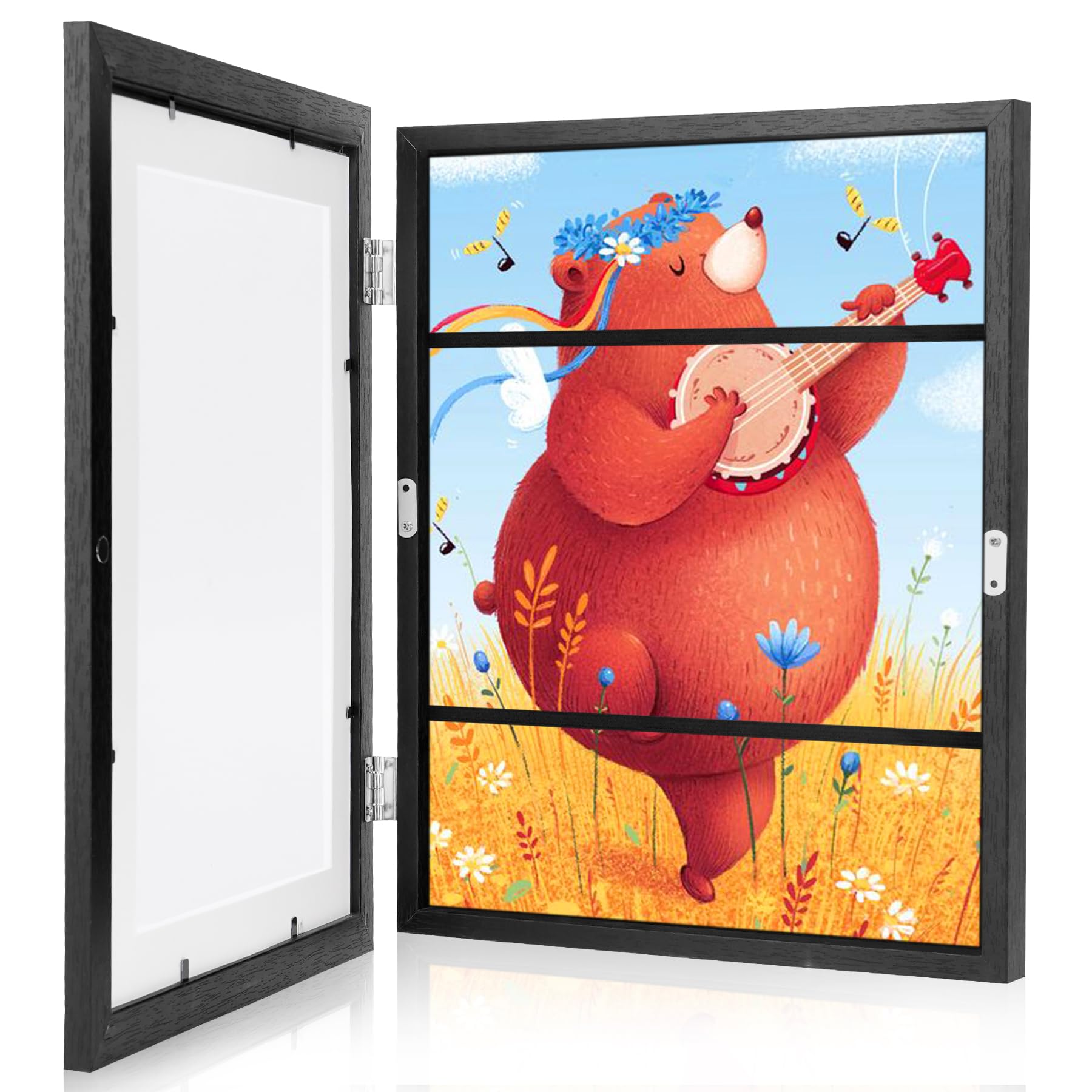 Kids Art Frames - Adjustable 8.5x11 Picture Display Frame for Children's Drawings - Holds 50 Photos with Front Opening Design - Perfect for Bedroom, Classroom & Office Decor (Black) | Great for Organizing Kids' Artwork & School Projects