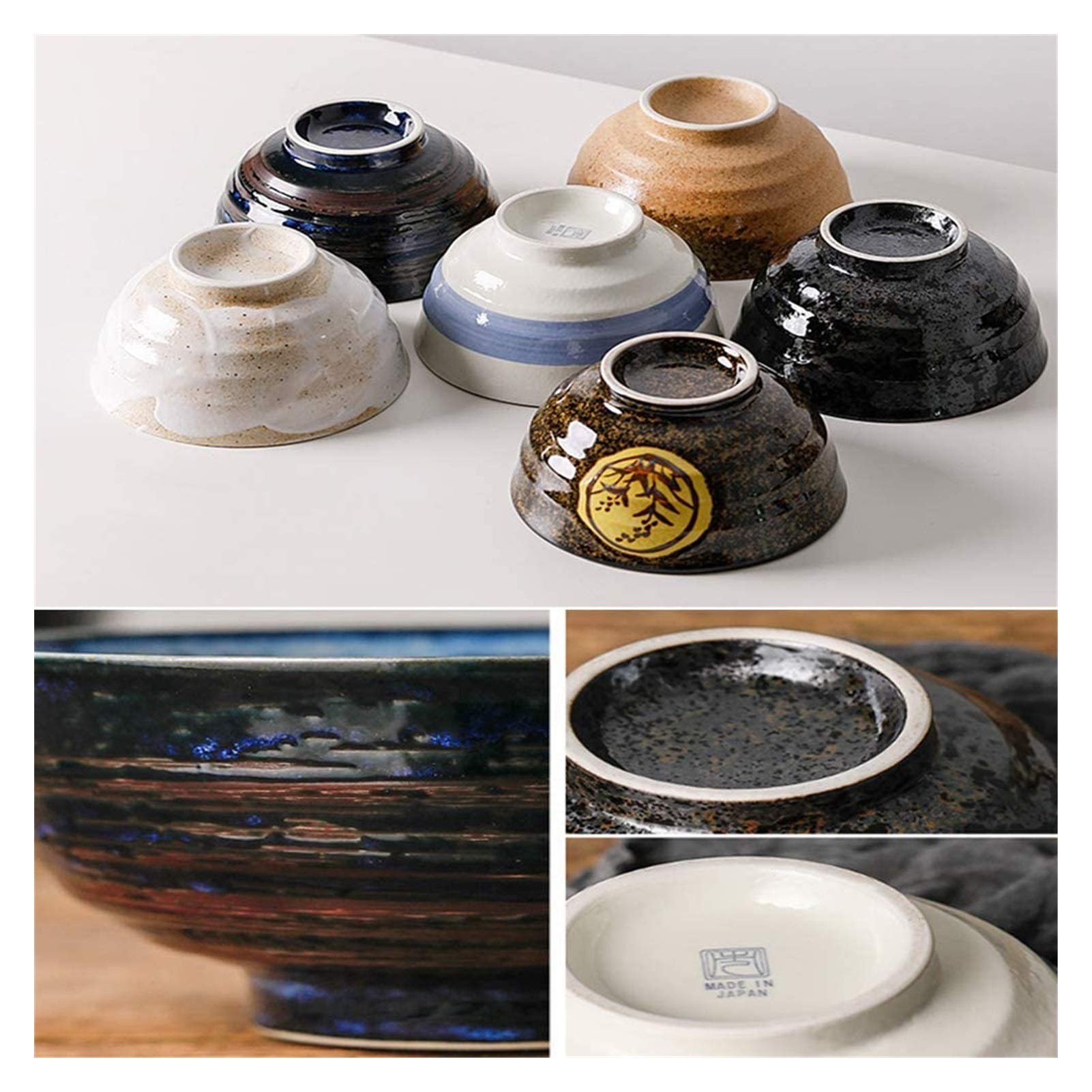 Premium Japanese Ceramic Ramen Bowl Set - 450ml Vintage Style Soup Noodles Bowl for Ramen, Udon, Pho & Pasta - Microwave & Dishwasher Safe - Perfect for Home Dining, Restaurant Use & Gift Giving