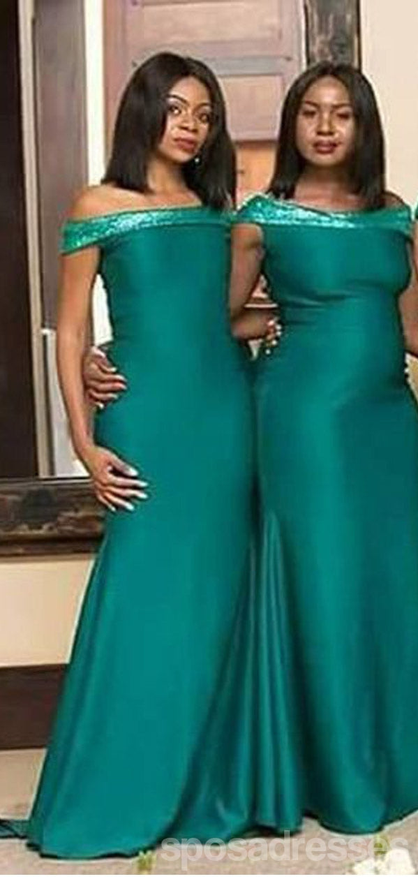 Emerald Green Mermaid Off-Shoulder Long Bridesmaid Dresses - Elegant Formal Gowns for Weddings, Prom & Special Occasions | Style WG1412