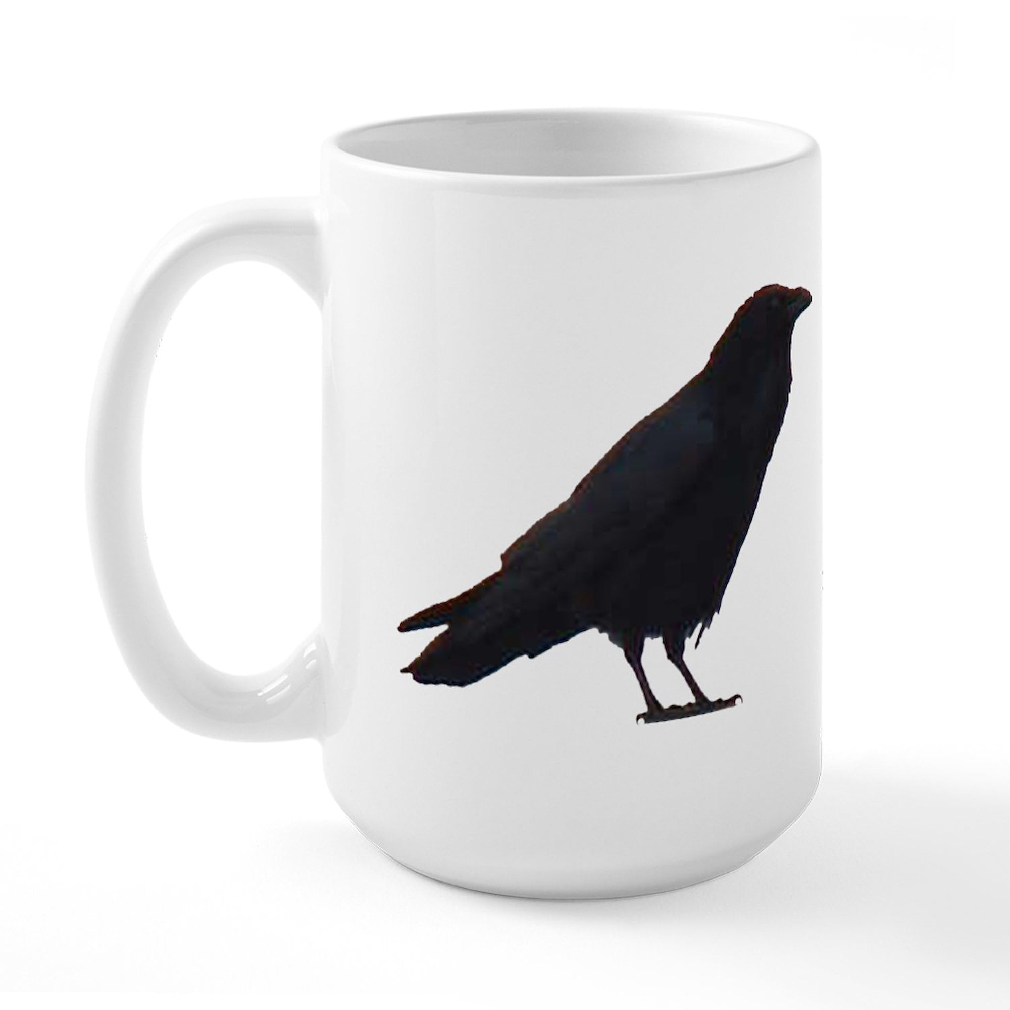 Crow Pair Large Coffee Mug - 15 oz White Ceramic Cup for Hot & Cold Drinks - Perfect for Home, Office, or Gift Giving