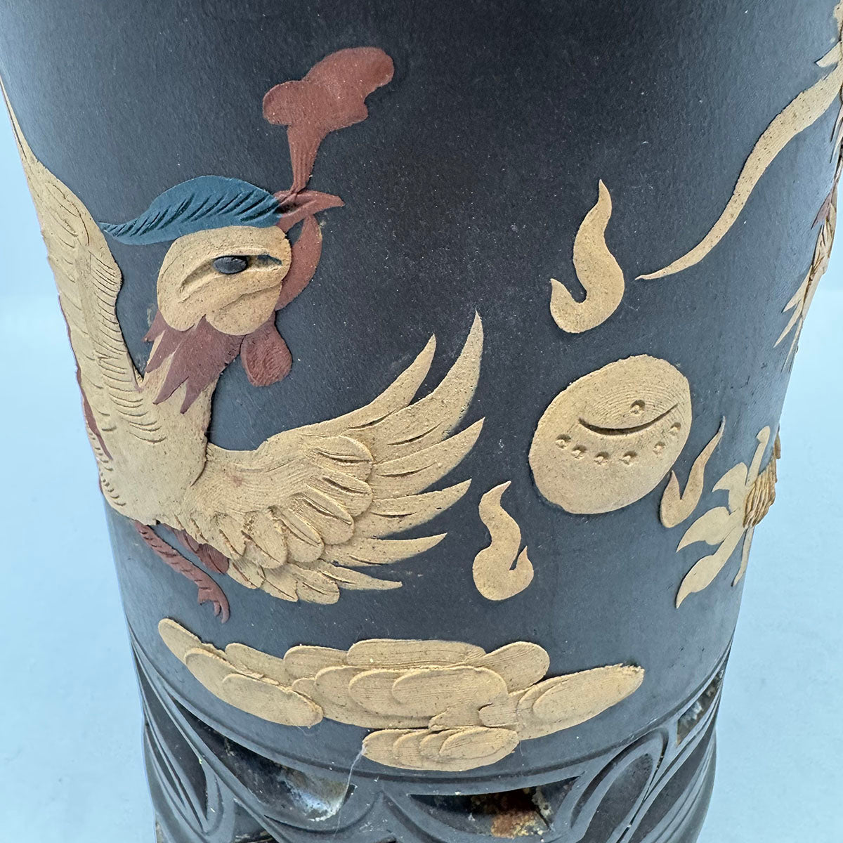 Phoenix and Dragon Relief Planter - Handcrafted Ceramic Flower Pot for Home & Garden Decor | Perfect for Indoor Plants, Succulents, and Feng Shui Arrangements