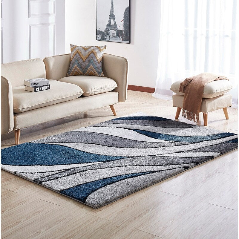 Aria Collection Soft Pile Hand Tufted Shag Area Rug - Blue 5' x 8' - Plush Living Room Rug for Cozy Bedroom & Modern Home Decor