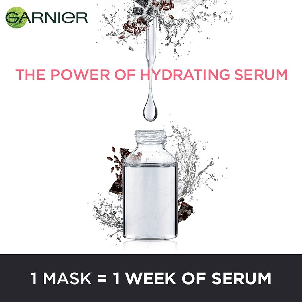 Garnier Skin Naturals Black Serum Face Mask - Hydrating & Purifying for Glowing Skin (3-Pack, 84g) | Perfect for Spa Nights & Skincare Routine
