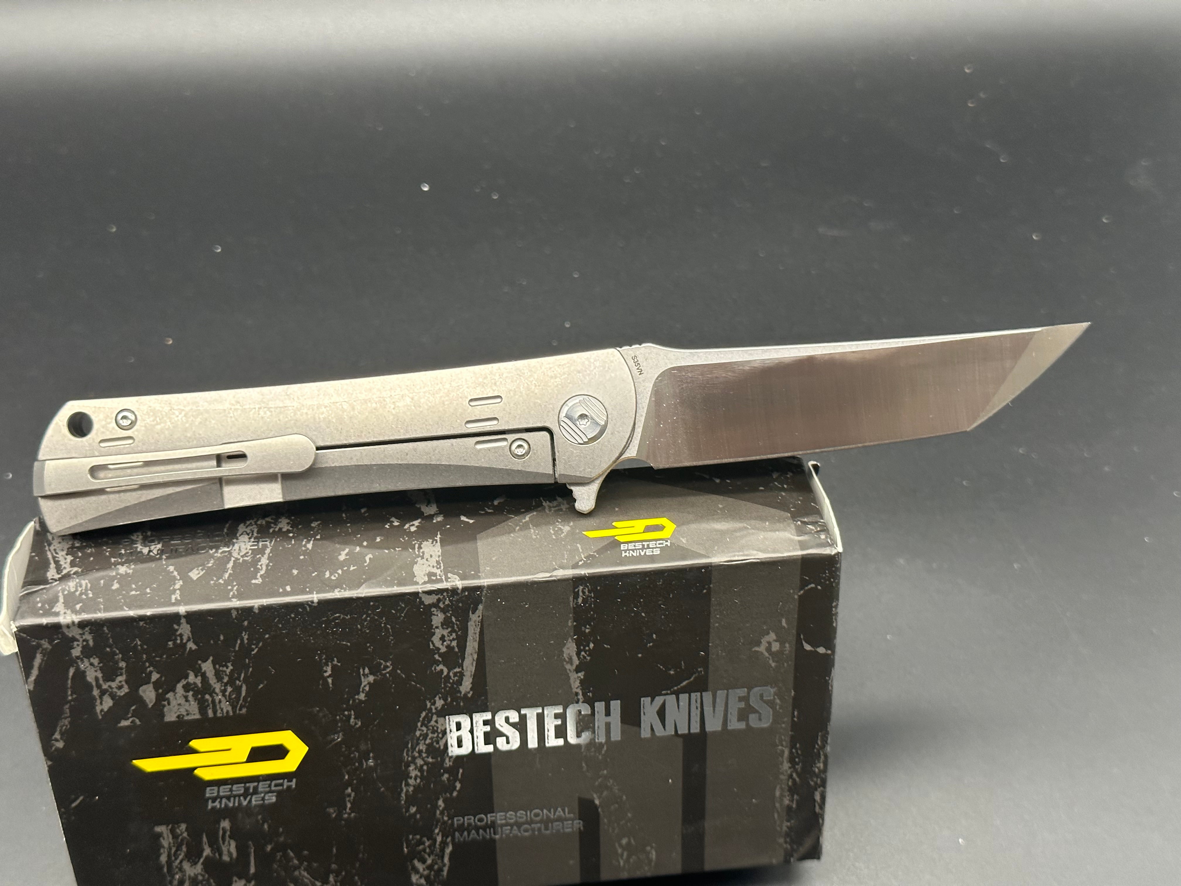 Bestech Kendo Plain Titanium Folding Knife - Limited Edition 42/100 - EDC Pocket Knife for Outdoor, Camping & Everyday Carry