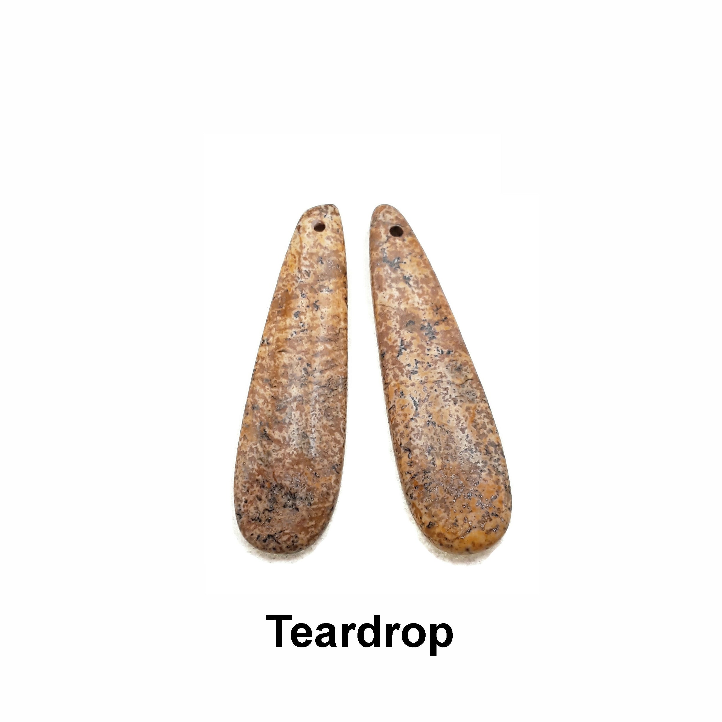 Natural Picture Jasper Teardrop/Rectangle/Eye/Leaf Shape Pendant Earrings - Handmade Gemstone Jewelry for Women | Perfect for Boho, Hippie & Nature-Inspired Outfits