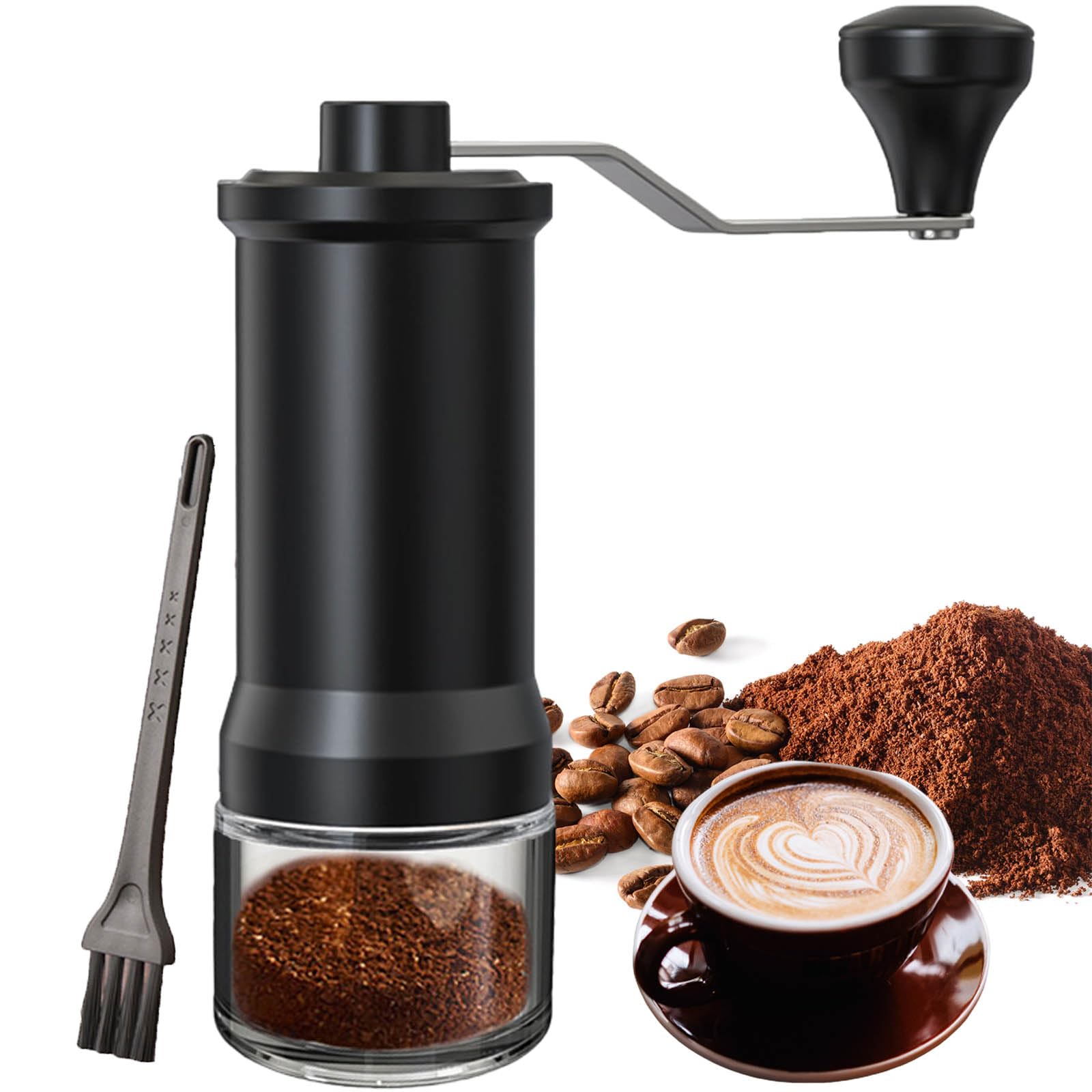 Premium Manual Coffee Grinder with Ceramic Burr - Adjustable Coarse to Fine Grind Settings, Portable Spice & Coffee Mill with Cleaning Brush - Perfect for Home Brewing, Travel, Camping & Outdoor Adventures