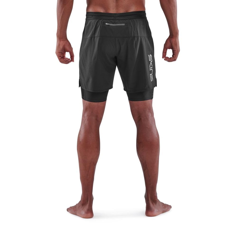 Skins Men's Series-3 Compression Hybrid 2-in-1 Tights-Shorts for Running, Gym & Sports Performance | Moisture-Wicking & Muscle Support