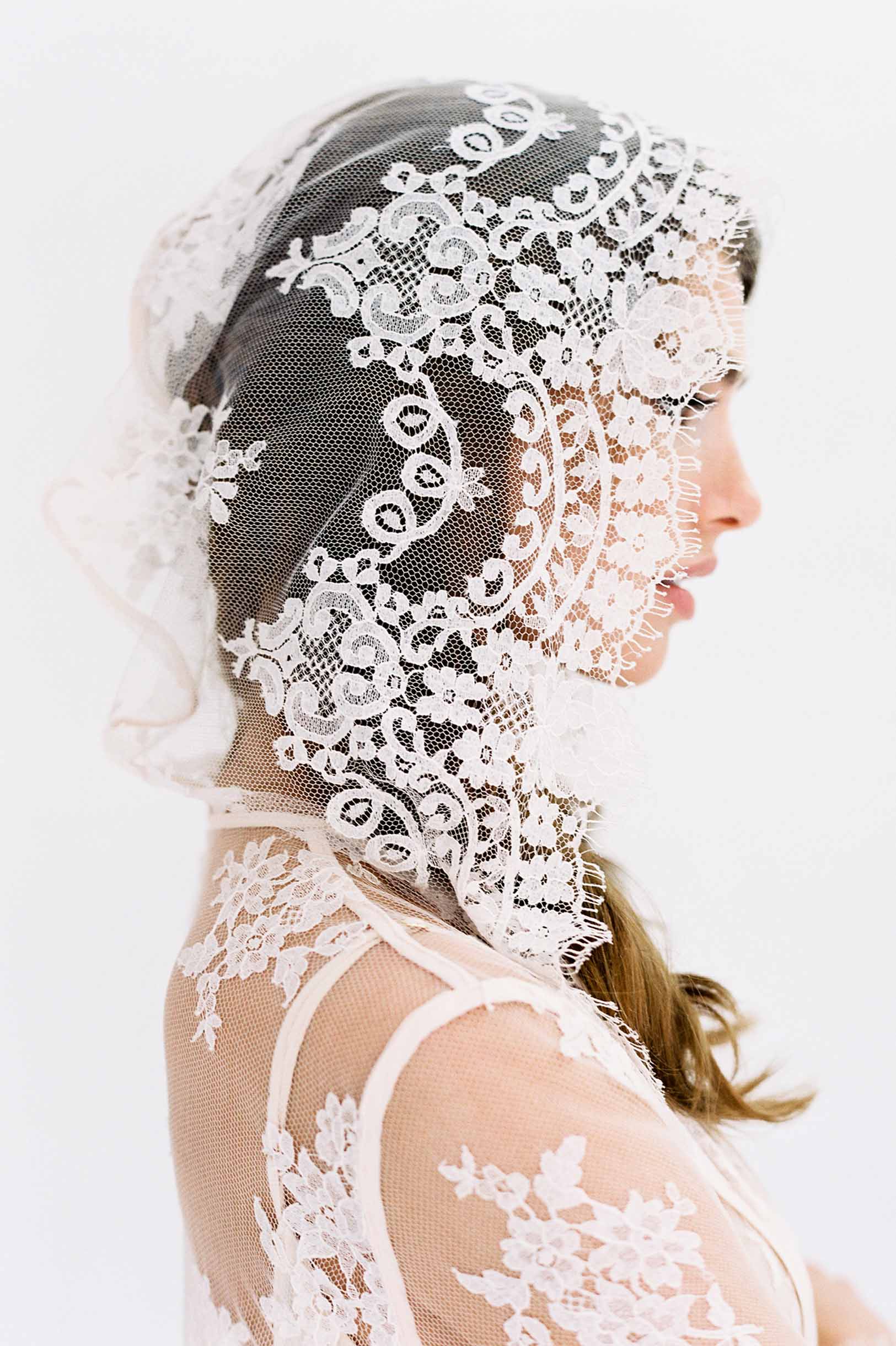 Stella Hooded French Lace Robe in Ivory - Elegant Bridal Lingerie & Boudoir Nightgown for Honeymoon, Wedding Night, and Special Occasions