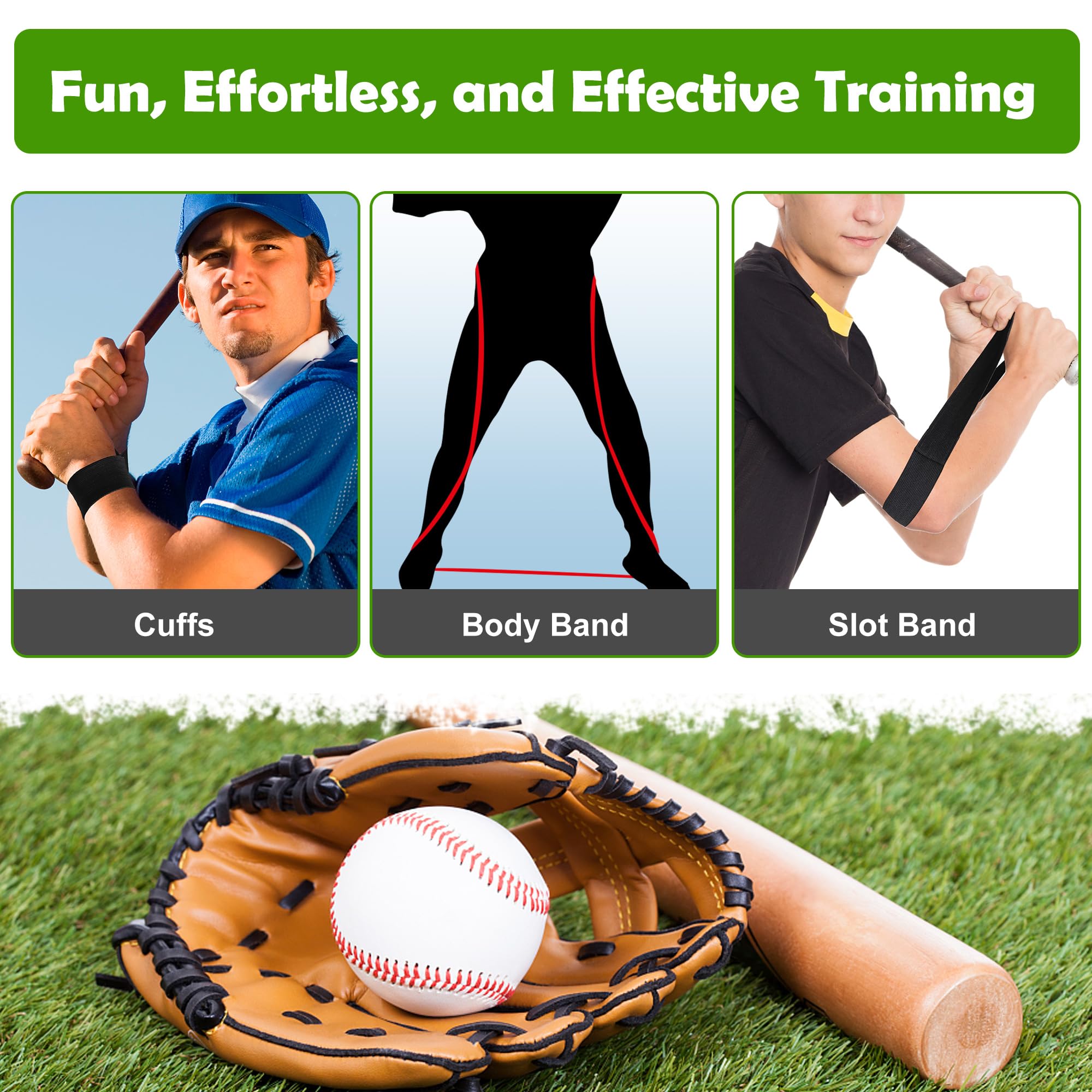 Codree Baseball Swing Trainer Bands - Elastic Baseball & Softball Hitting Resistance Bands for Batting Practice - Improve Batting Power & Arm Strength - Perfect for Baseball Training, Batting Cages & Home Practice Drills