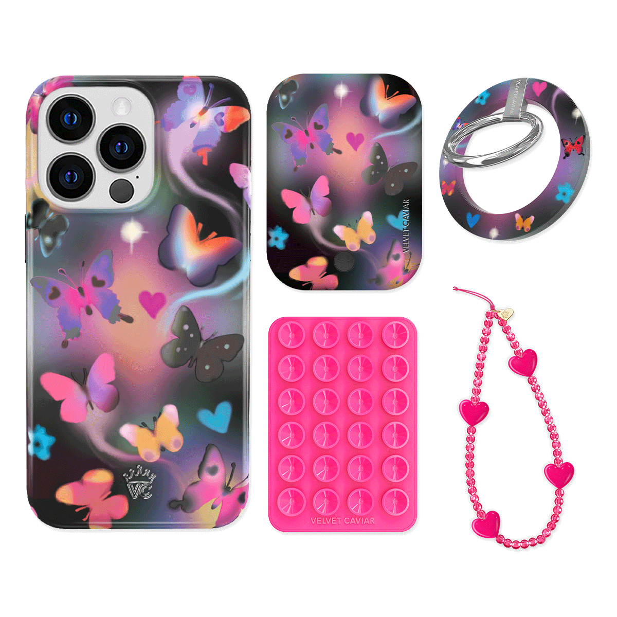 Aurora Butterfly iPhone Case with Grip - Stylish & Secure Phone Cover for iPhone 13/14/15 Pro Max - Perfect for Everyday Use, Travel & Outdoor Activities