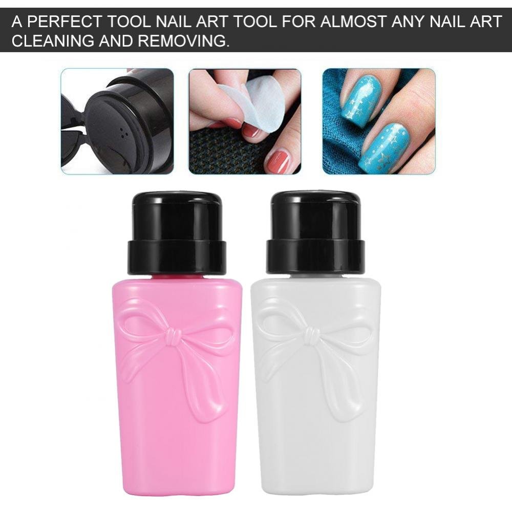 230ML Empty Plastic Pump Dispenser Bottle (2PCS) - Portable Nail Polish Remover & Art Tool for Salon, Home & Travel Use