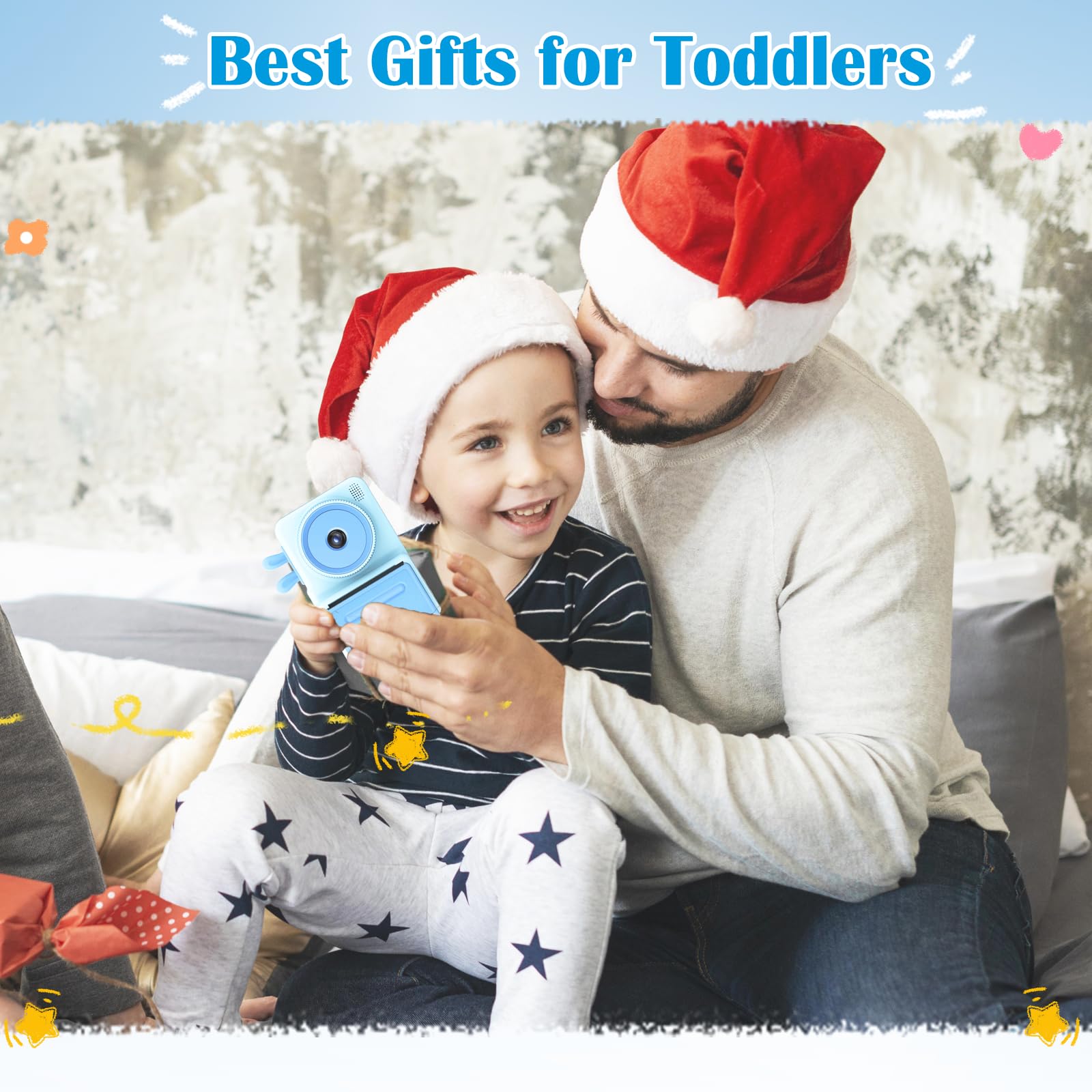 Kids Instant Print Digital Camera - 1080P HD Toddler Camera Toy with Photo Printing, Best Gift for Boys & Girls Ages 3-12 (Blue) - Perfect for Travel, Birthday Parties & Creative Play