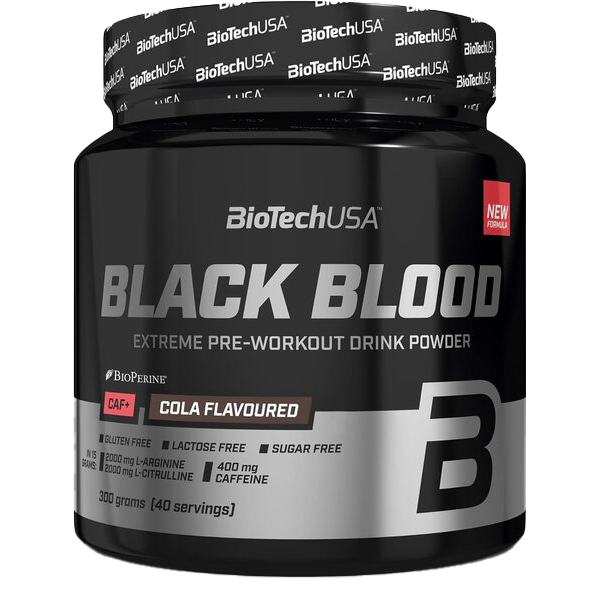 Black Blood CAF+ Energy Booster Powder - 300g Cola Flavor | Pre-Workout Supplement for Gym & Fitness | Enhance Performance & Focus