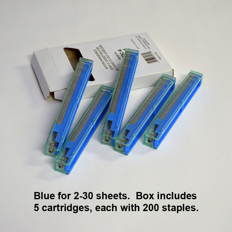 Premium Blue 2 Staples - 30 Sheets (5 Cartridges, 200 Staples Each) for Heavy-Duty Stapling | Ideal for Office, School & Home Use