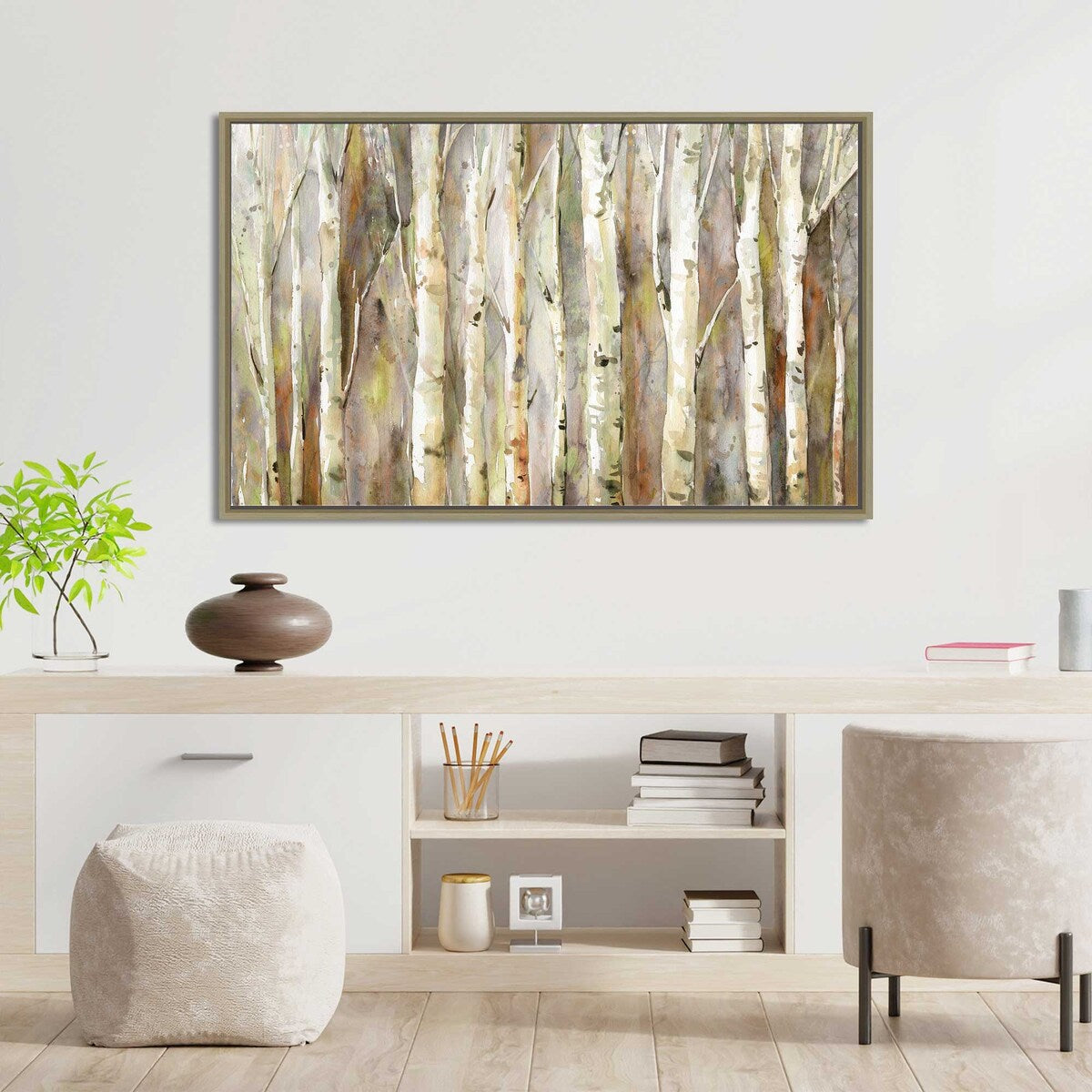 Birch Path by Carol Robinson - Stunning Floating Canvas Wall Art for Living Room, Bedroom & Office Decor - Nature Inspired Landscape Painting
