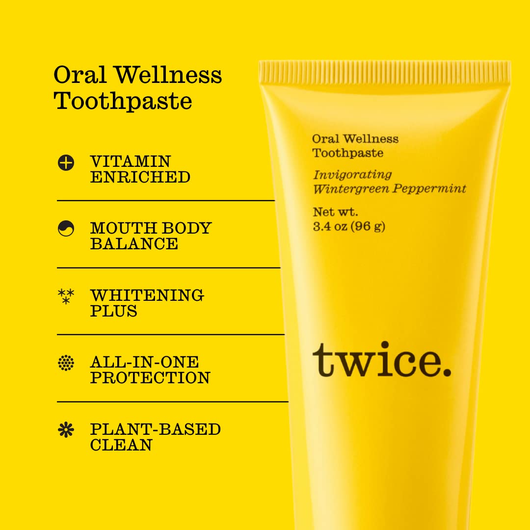 Twice Remineralizing & Whitening Toothpaste for Sensitive Teeth - SLS Free Fluoride Toothpaste with Wintergreen & Peppermint - Cavity Protection (3-Pack) | Gentle Daily Care for Sensitive Smiles