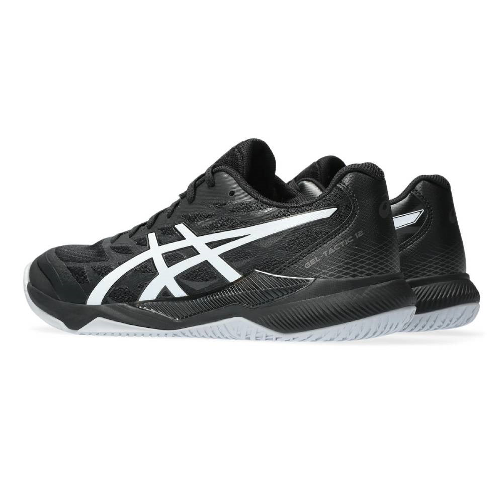 ASICS Gel Tactic 12 Men's Volleyball Shoes - Indoor Court Badminton Squash Shoes for Men - Lightweight Non-Marking Rubber Sole (Black/White) - Perfect for Gym, Sports & Training