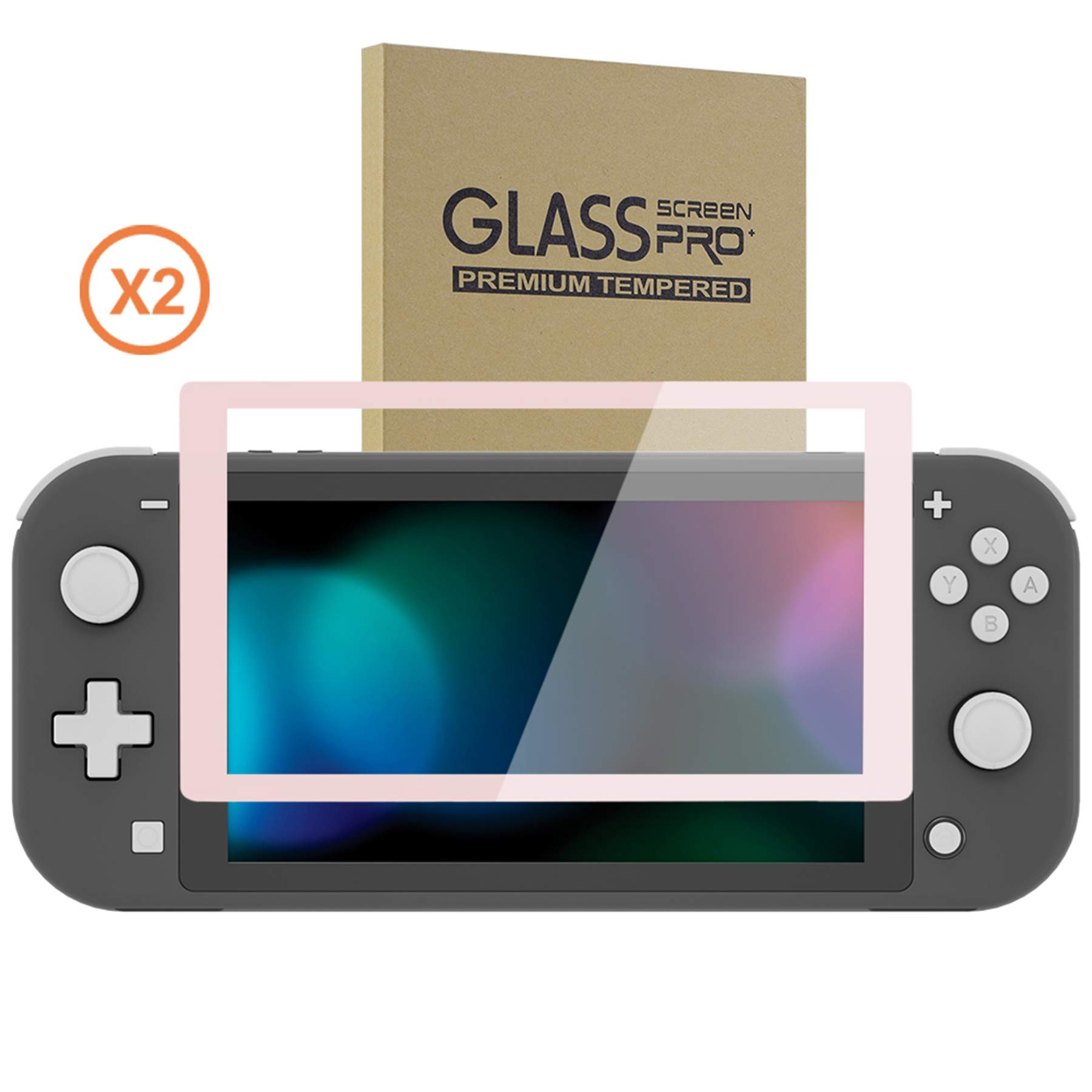 eXtremeRate Tempered Glass Screen Protector for Nintendo Switch Lite - Anti-Scratch & Anti-Fingerprint HD Clear Bubble-Free with Pink Border - Perfect for Gaming Protection & Travel Use