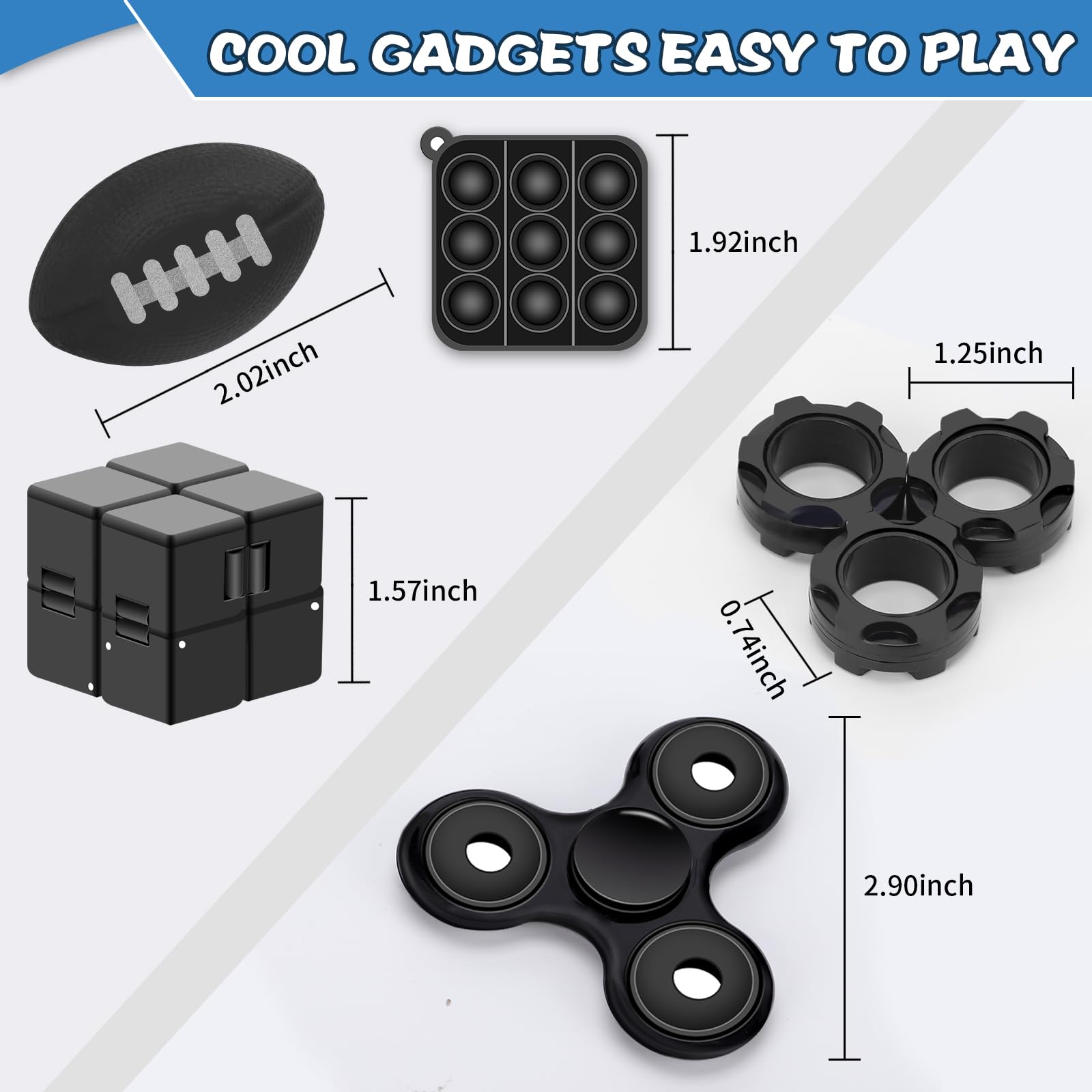 5Pcs Fidget Toys Set for Adults & Teens - ADHD Autism Stress Relief Toys with Magnetic Rings, Cube & Stress Ball - Office Desk Gadgets, Classroom Sensory Toys - Perfect Christmas Stocking Stuffers & Gifts for Men (Great for Anxiety Relief, Focus Improvement & Stress Management)