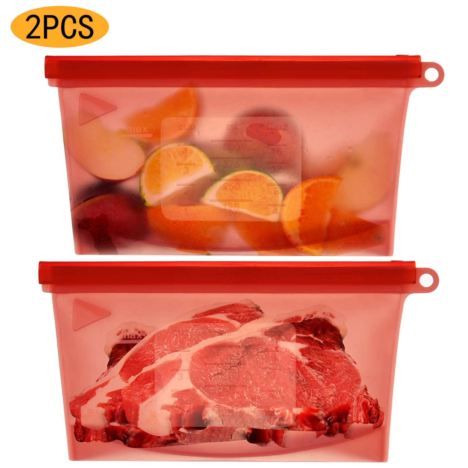 Eco-Friendly Reusable Silicone Food Storage Bags 500ml + 500ml Set - Perfect for Meal Prep, Freezer Storage & On-the-Go Snacks