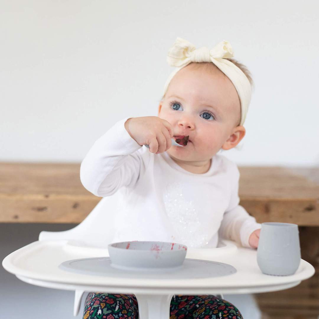 EZPZ First Foods Set - Baby-Led Weaning Starter Kit with Silicone Plates & Bowls for Toddlers - Perfect for Mess-Free Mealtime at Home or On-the-Go