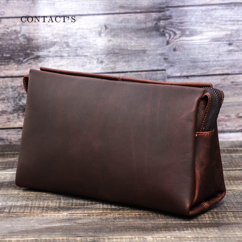 Men's Leather Clutch Bag - Phone & ID Holder for Travel