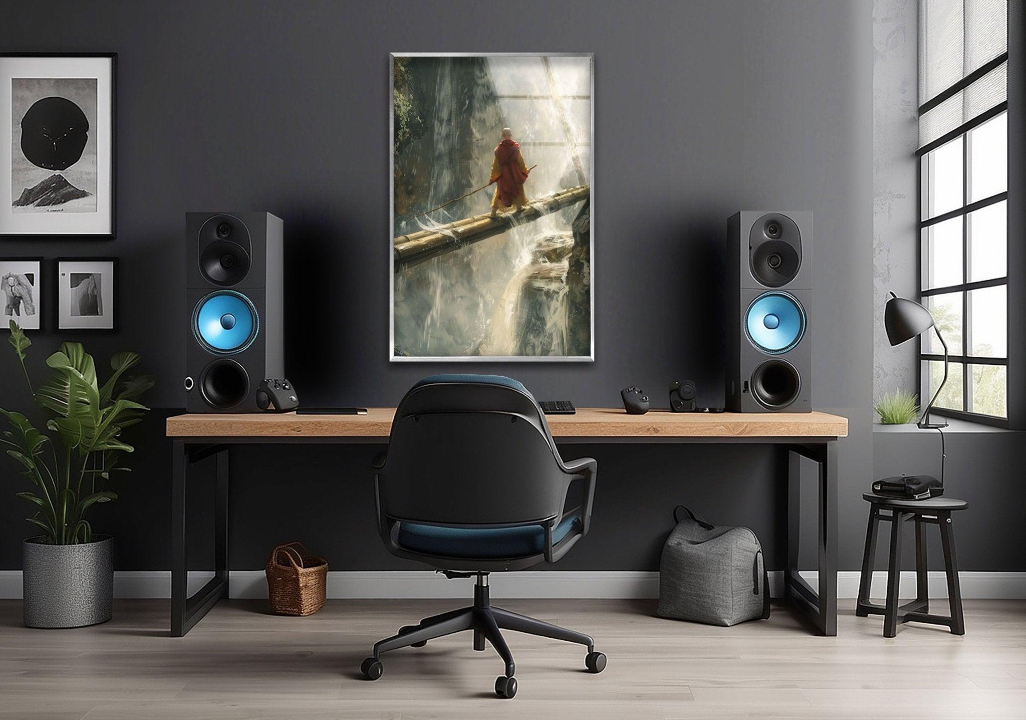 Aang Avatar Glass Wall Art - Stunning Anime Decor for Living Room, Bedroom, or Office - Perfect Gift for Avatar Fans