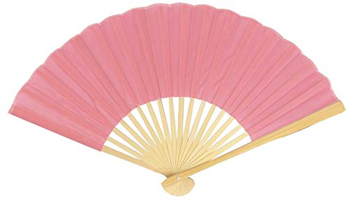 Quasimoon 9 Inch Pink Silk Hand Fans for Weddings - 10 Pack | Elegant Wedding Favors, Bridal Shower Gifts & Party Decorations | Perfect for Outdoor Ceremonies, Asian Weddings & Photo Props