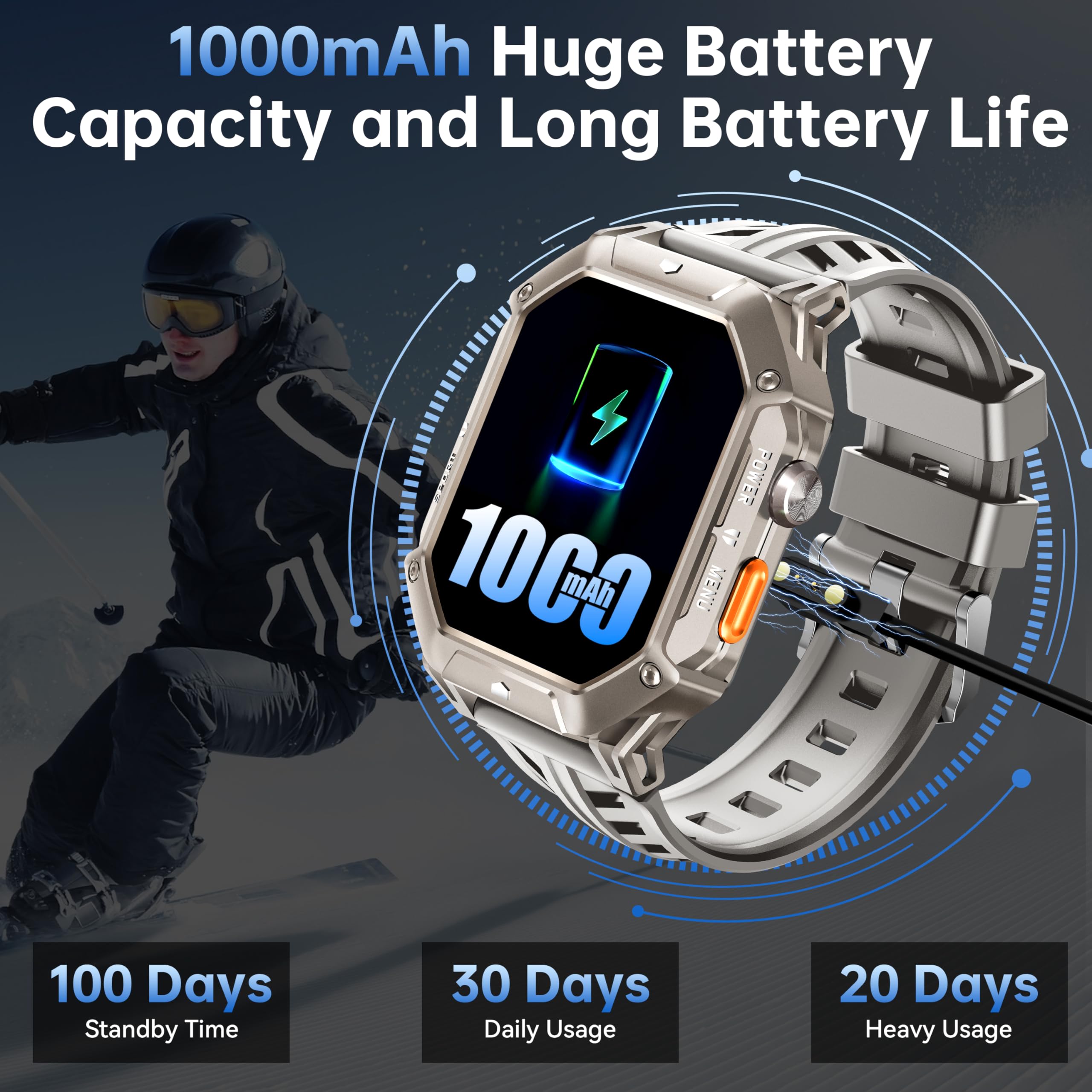 OUKITEL BT80 Rugged Military Smartwatch for Men - 2.13