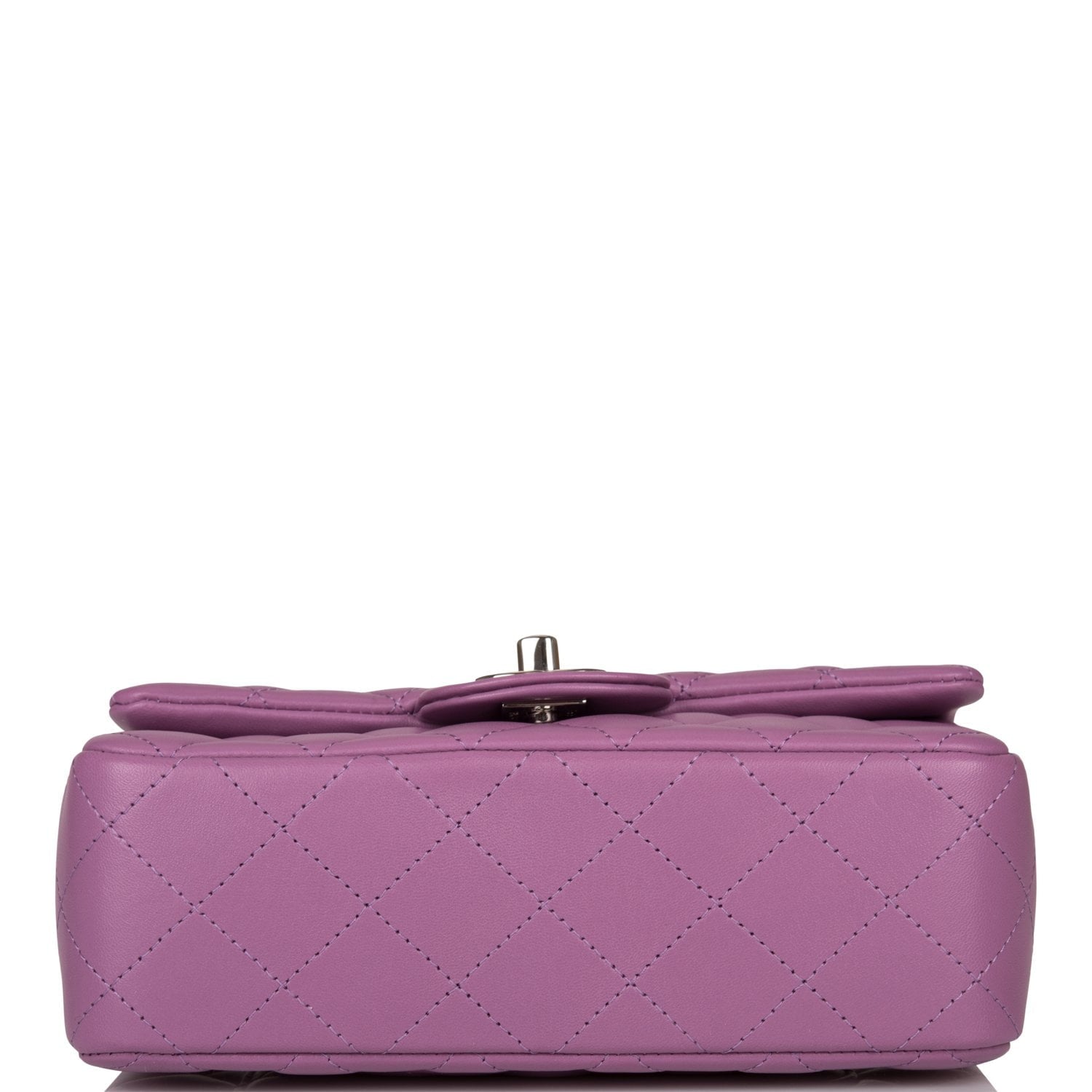 Chanel Mini Rectangular Flap Bag in Purple Lambskin Leather with Silver Hardware - Perfect for Evening Events & Luxury Fashion Accessories