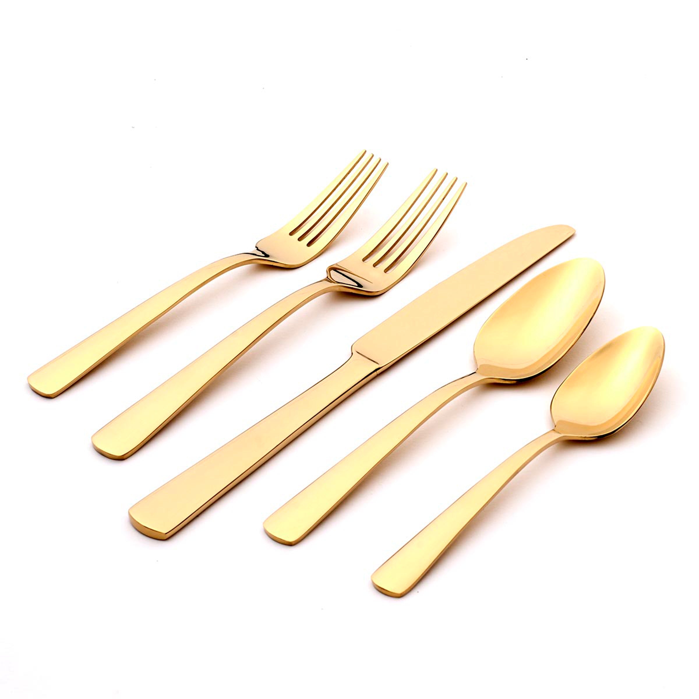 Aptitude 20-Piece Champagne Satin Flatware Set - Elegant Stainless Steel Cutlery for Fine Dining, Wedding Gifts & Special Occasions
