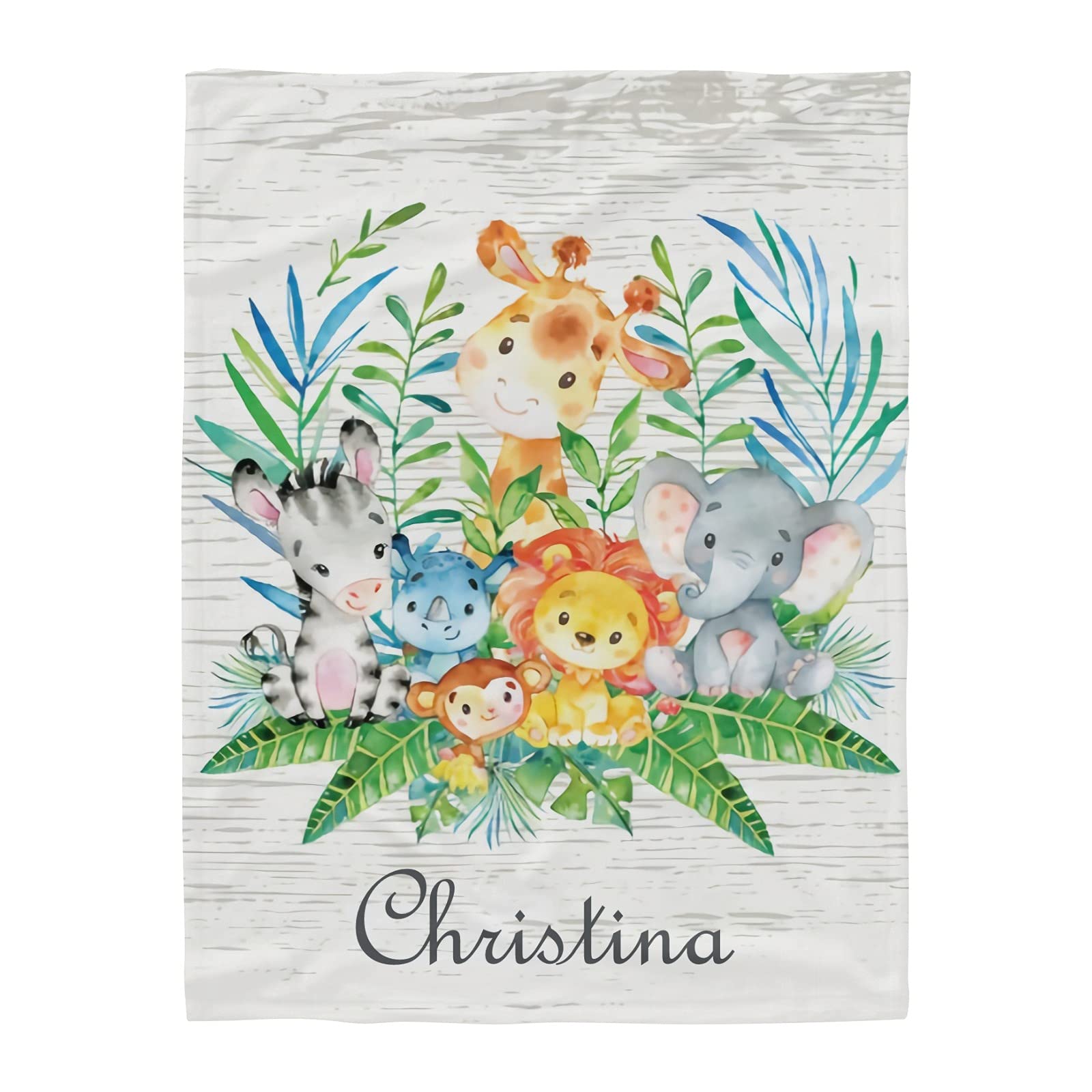 Custom Watercolor Animal & Wood Leaves Fleece Throw Blanket - Ultra Soft 50x60 Inch Blanket for Couch, Sofa, Bed - Perfect Wedding & Birthday Gift (Home Decor, Cozy Nights, Gift Giving)