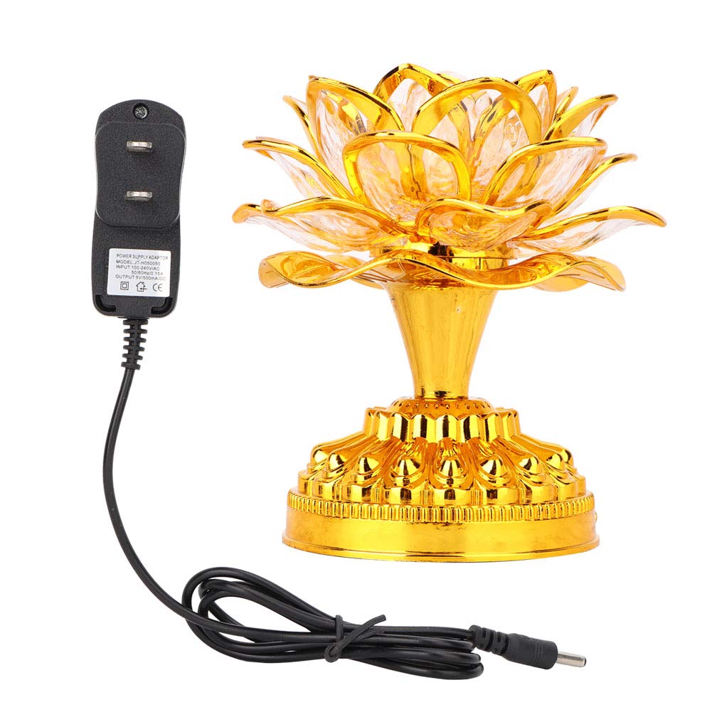 Zerodis LED Lotus Lamp - Golden Buddha Light with 7 Color Changing LEDs, 36 Built-in Meditation Songs, US Plug (110-240V) for Home Decor & Spiritual Practice | Perfect for Meditation Rooms, Yoga Studios, Buddhist Altars & Relaxation Spaces