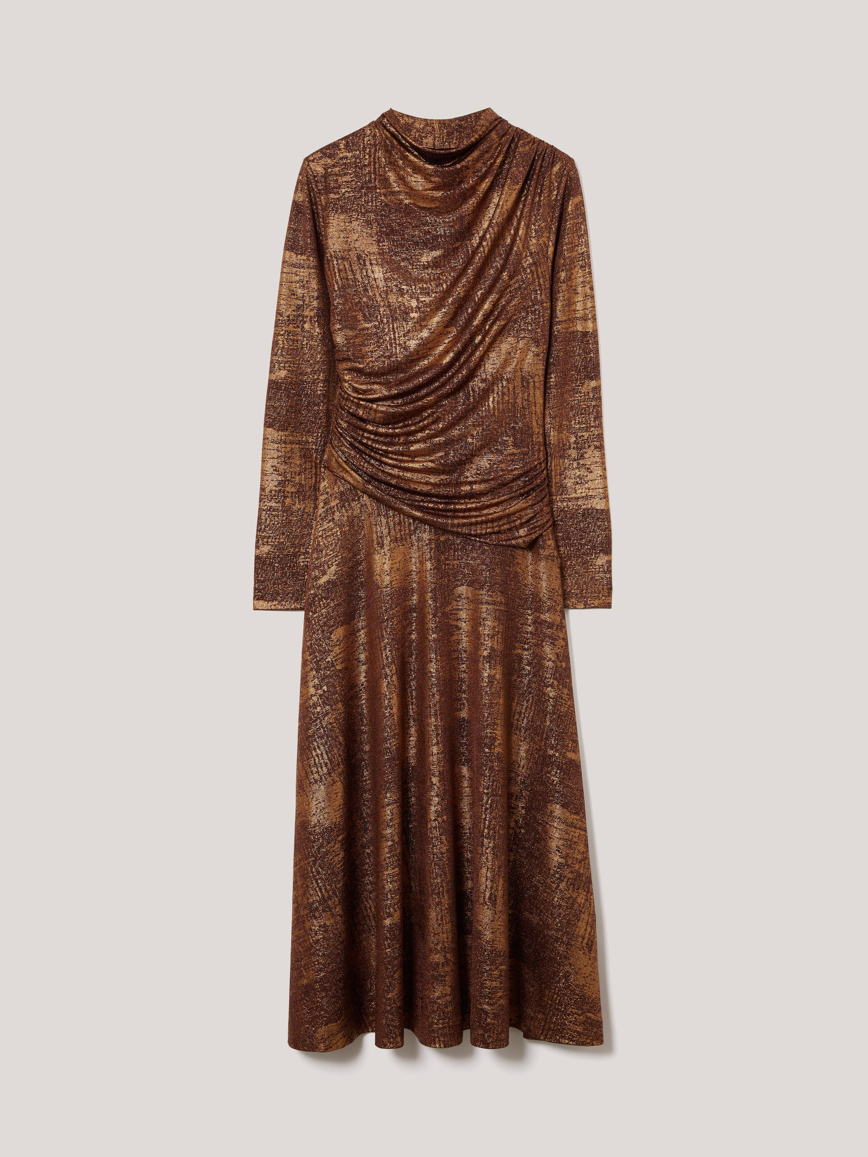 Elegant Brushed Bronze Draped Dress for Women - Perfect for Evening Parties, Weddings & Special Occasions