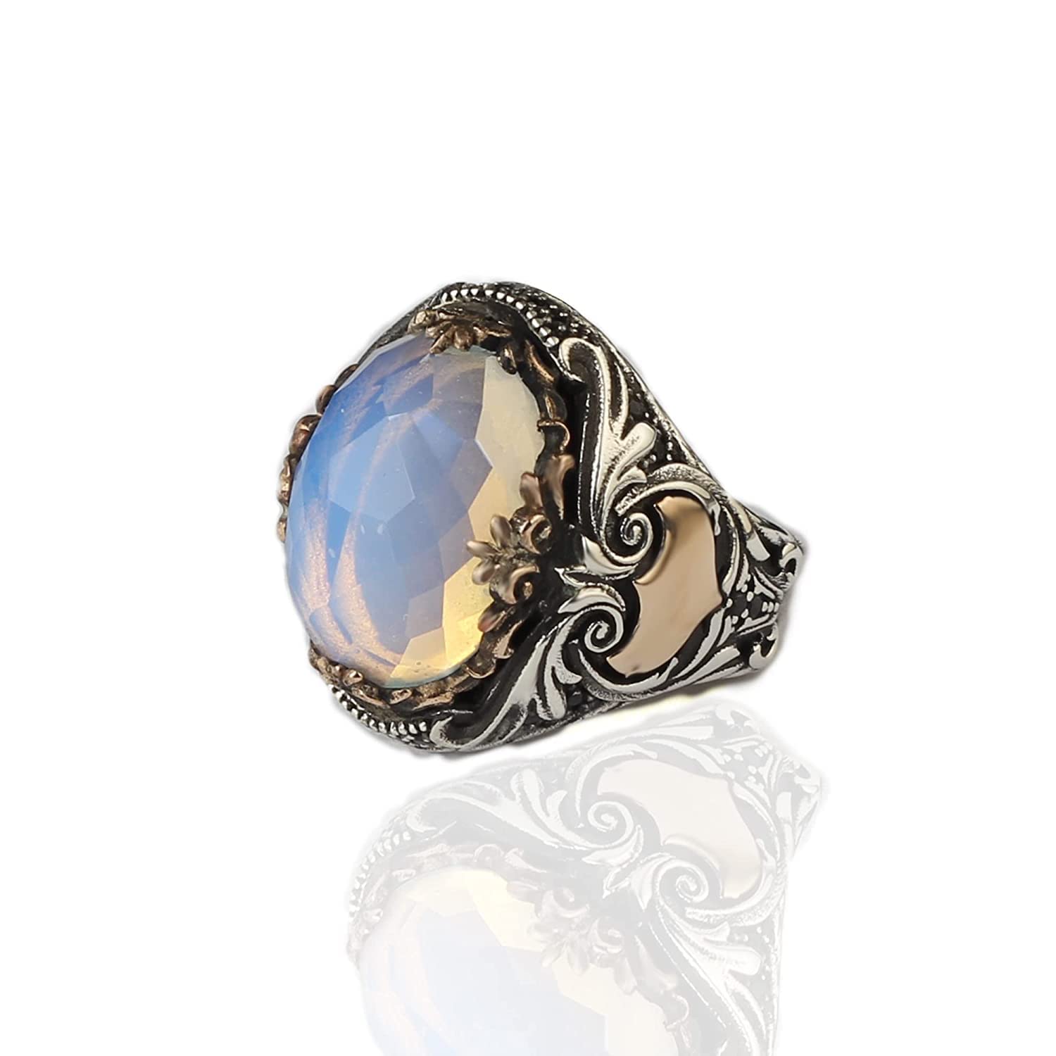 925 Sterling Silver Moonstone Ring for Men - Handmade Gemstone Jewelry - Perfect for Gifts, Weddings & Everyday Wear