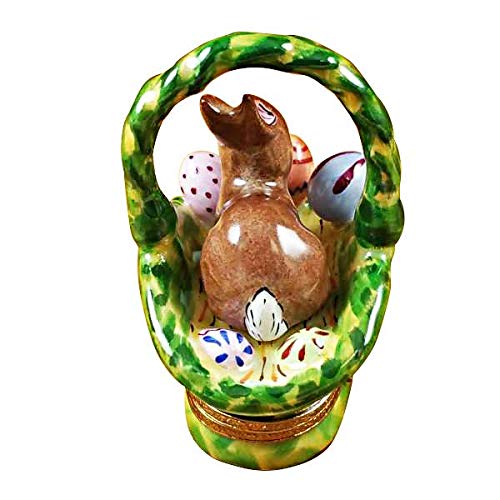 Authentic Limoges Porcelain Rabbit Basket & Easter Eggs Figurine - Handcrafted in France - Perfect for Easter Decor, Gift Giving & Collectibles