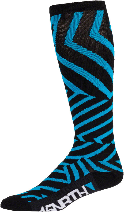 45NRTH Dazzle Midweight Wool Socks for Hiking & Winter - Blue, Medium - Warm & Breathable Knee-High Socks for Outdoor Activities, Skiing & Snowboarding