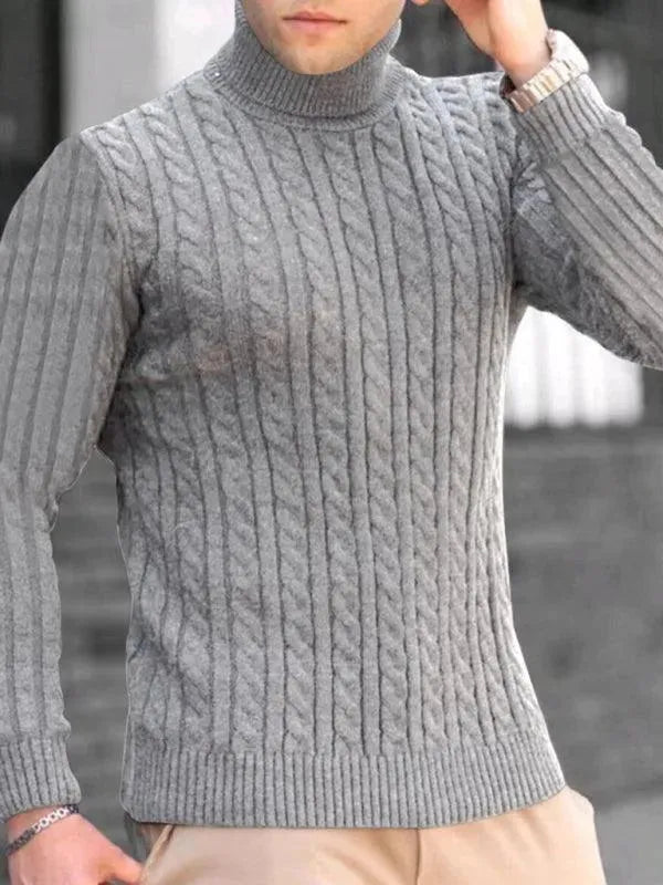 Men's Casual Slim Fit Stretch Turtleneck Sweater - Warm Winter Pullover for Office, Dating & Outdoor Activities