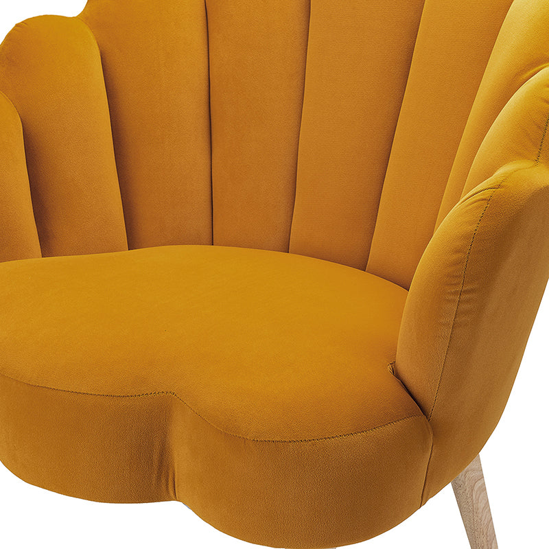 Ariel Scalloped Velvet Armchair - Luxurious Velvet Upholstered Accent Chair for Living Room, Bedroom & Office - Elegant Home Decor Furniture for Comfortable Seating