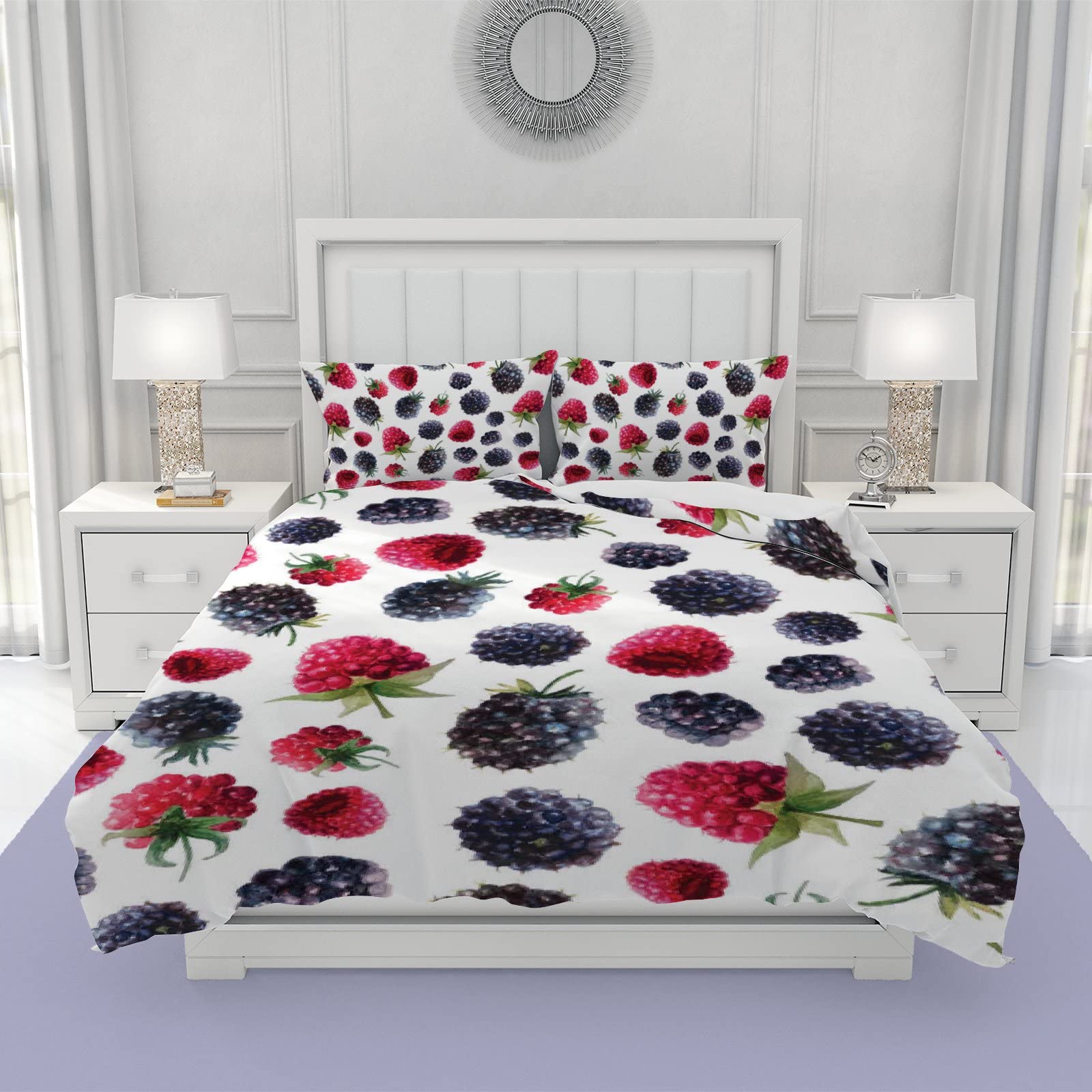 Vantaso King Duvet Cover Set - Blackberry & Raspberry 3-Piece for Cozy Bedroom