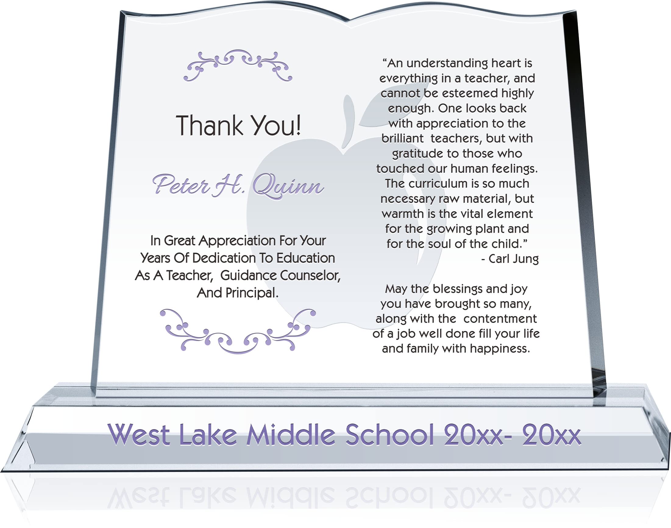 Personalized Crystal Retirement Plaque for Teachers - Custom Engraved with Name, School & Service Years - Unique Farewell Gift for Retiring Educators (10 Inch) - Perfect for Retirement Parties, Appreciation Ceremonies & Teacher Recognition Events