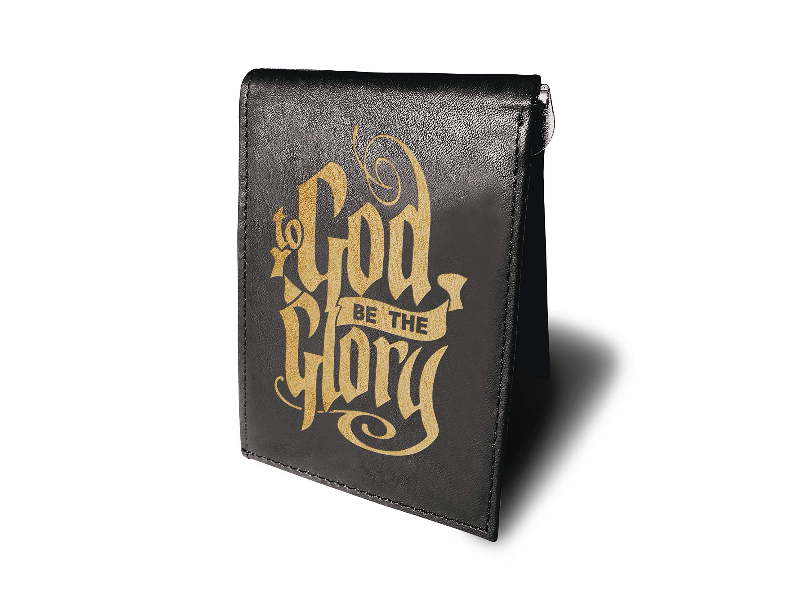 Minimalist Slim RFID Blocking Leather Money Clip Wallet for Men - Laser Engraved Cowhide with 'To God Be The Glory' Design - Perfect for Front Pocket Carry & Daily Use