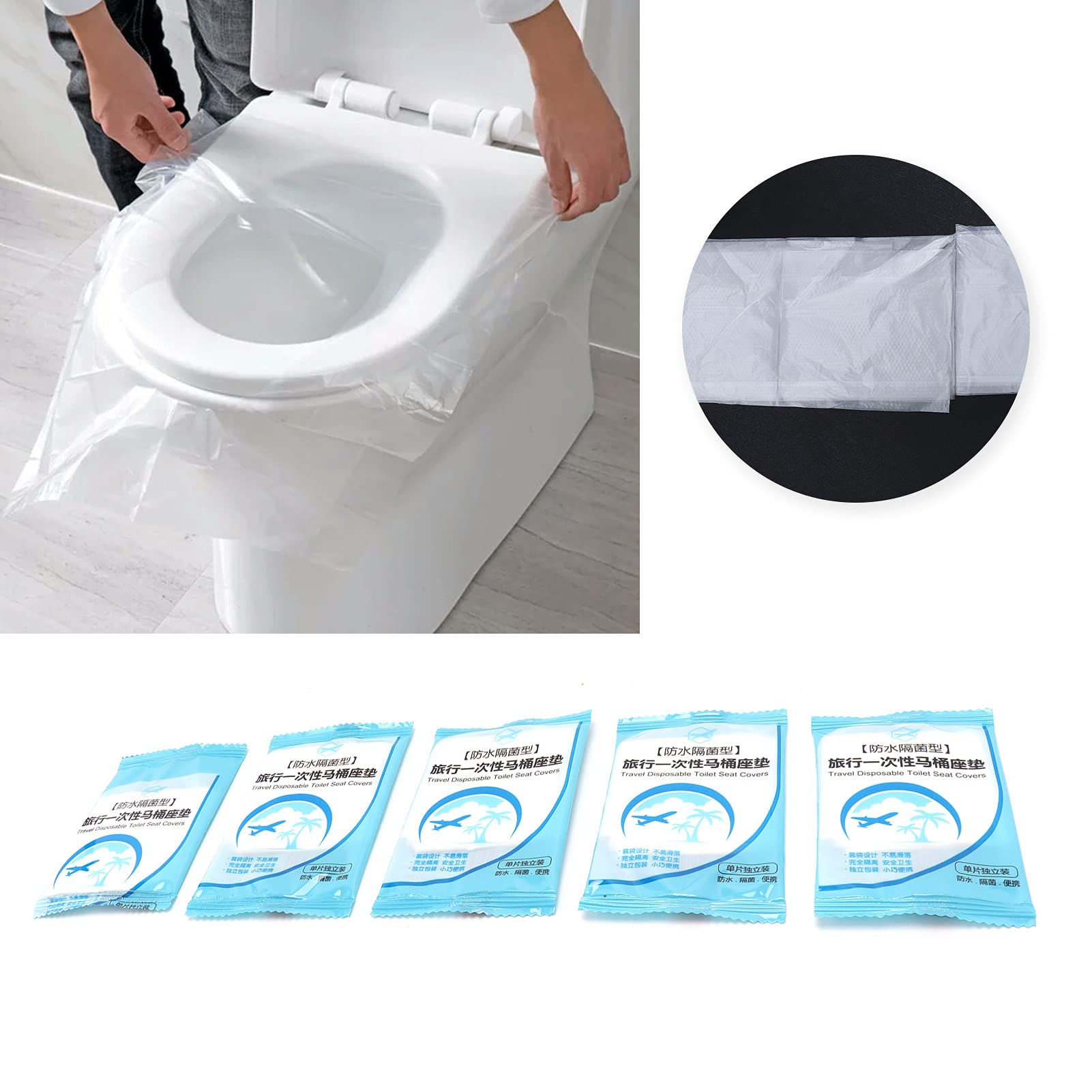 Disposable Toilet Seat Covers - Flushable & Portable Toilet Liners for Travel, Camping & Public Restrooms - Hygienic Toilet Protector Mats for Home & Office Use