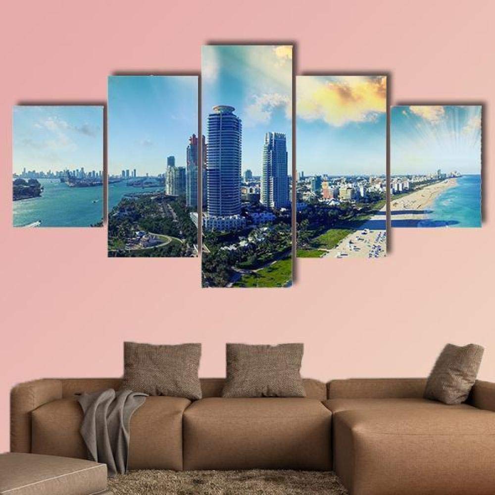 Stunning Canvas Wall Art - Miami Beach Scenery Painting for Home Decor | Framed & Ready to Hang | Perfect for Living Room, Bedroom, Bathroom & Kitchen