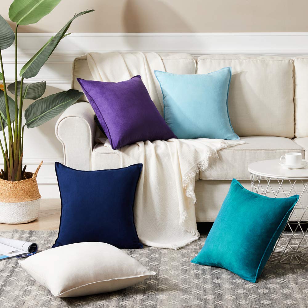 Premium Faux Suede Decorative Throw Pillow Covers 2-Pack - Super Soft Square Pillow Cases for Couch, Sofa & Bedroom - 26x26 Inch Solid Teal Cushion Covers - Home Decor & Cozy Living Room Accents