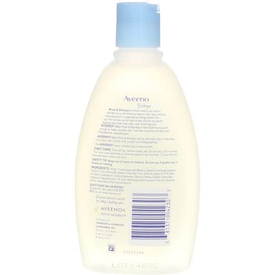 Aveeno Baby Wash & Shampoo - Gentle & Tear-Free Formula for Newborns & Infants - Lightly Scented 12 oz (3 Pack) - Perfect for Daily Bath Time & Sensitive Skin Care