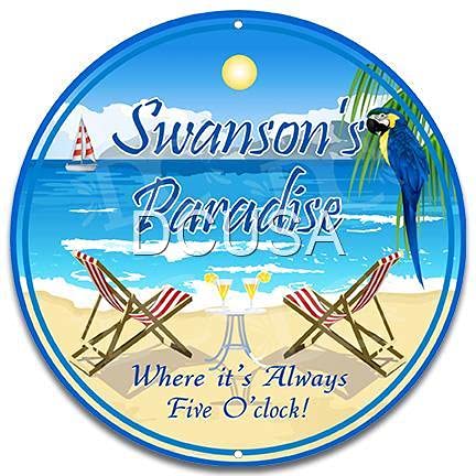 Beach Bar Paradise Beach Chairs - 18 Inch Medium Metal Wall Sign for Home, Bar & Outdoor Decor | Perfect for Beach House, Tiki Bar & Coastal Themed Rooms