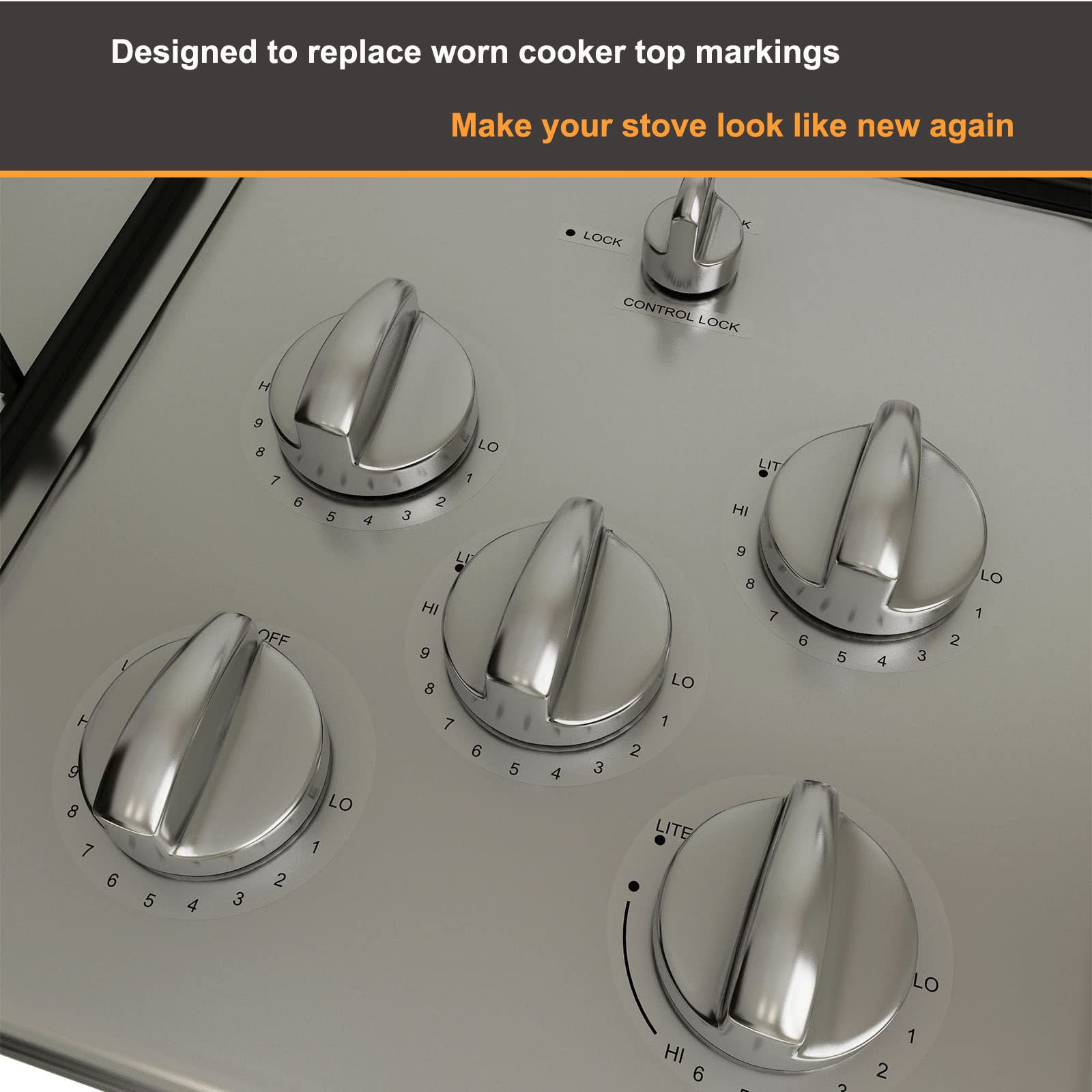 MANWU Low Profile High Heat Cooktop Stove Decals - Durable Replacement Stickers for Hob & Cooker Top - Perfect for Kitchen Upgrades & Appliance Protection