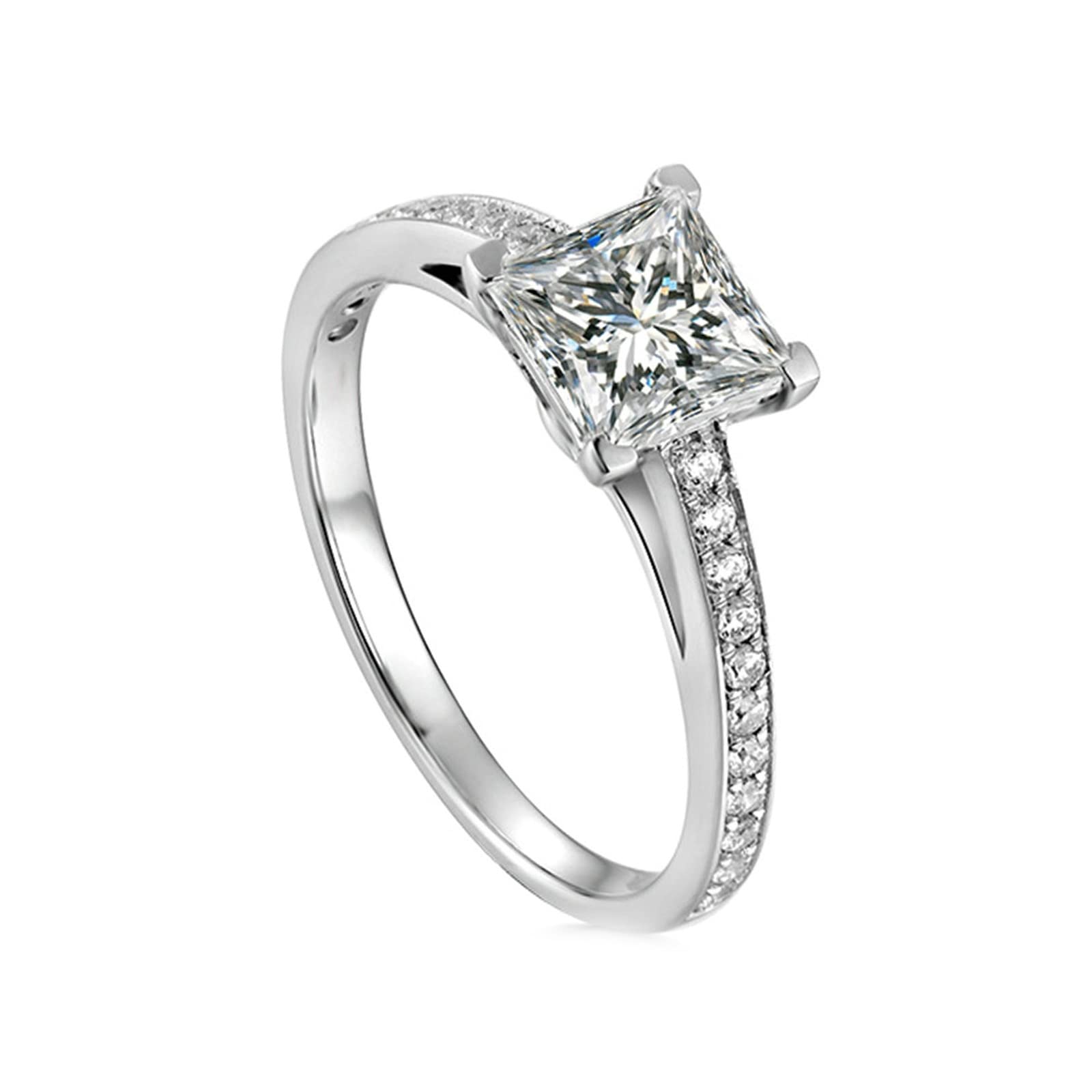 925 Sterling Silver Promise Rings for Women - Elegant White Cubic Zirconia Square Wedding Band - Perfect for Anniversaries, Engagements & Romantic Gifts