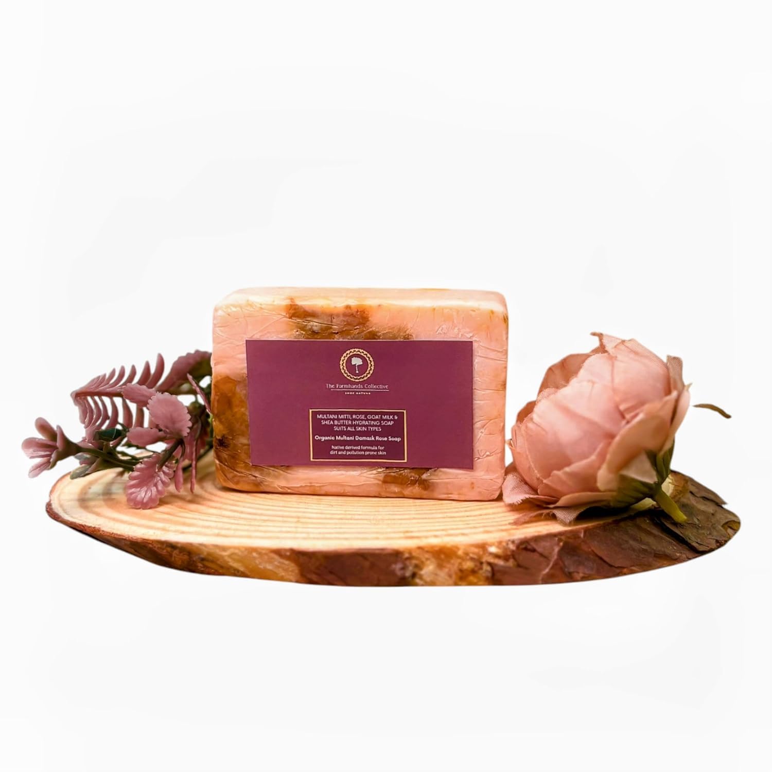 Natural Rose Goat Milk Soap with Multani Mitti & Shea Butter - Kashmiri Damask Rose Extract, 100g - Gentle Cleansing for Dry & Sensitive Skin, Perfect for Daily Face & Body Care